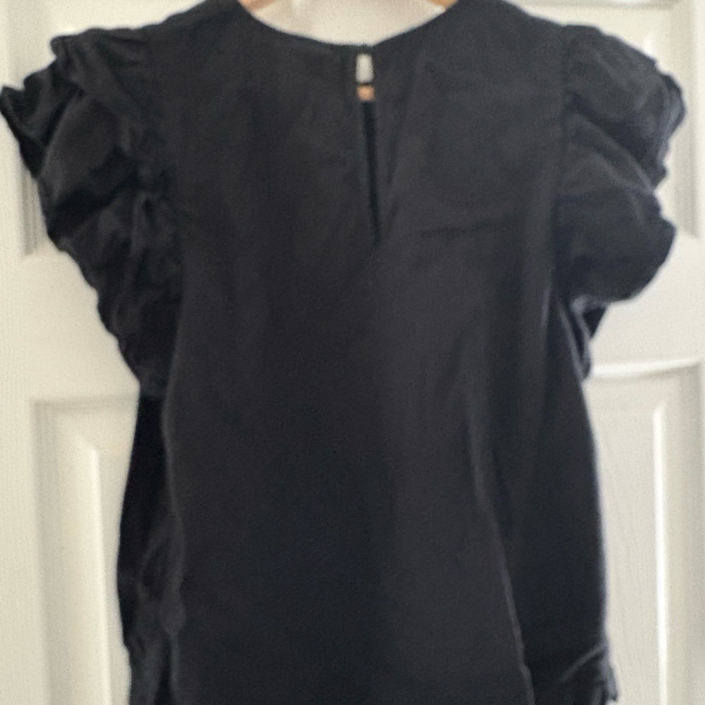 Women's Black Ruffle Sleeve Top - Picture 4 of 5